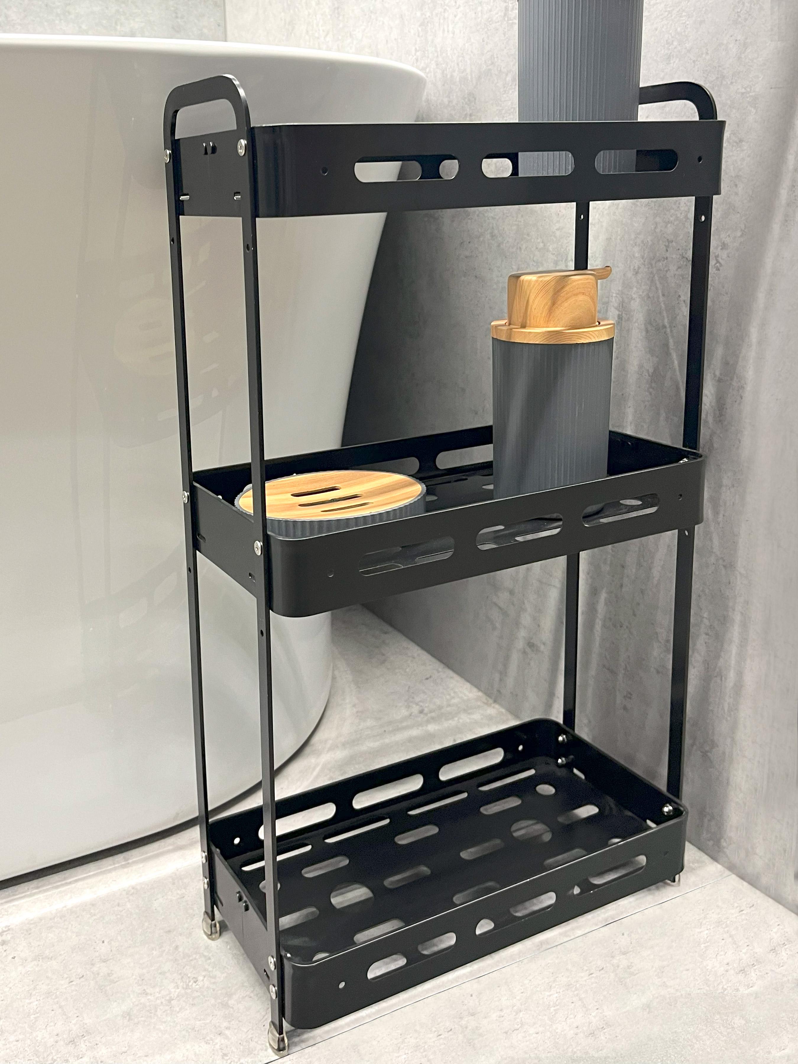 Полка для ванной комнаты трехъярусная Homax прямоугольная 33x15,5x57 см Черный матовый (EBA-3550 BL) - фото 4 Полка для ванной комнаты трехъярусная Homax прямоугольная 33x15,5x57 см Черный матовый (EBA-3550 BL) - фото 4