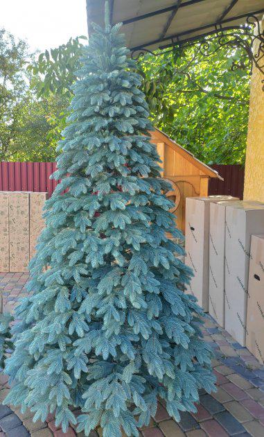 Ялинка штучна лита Швейцарська блакитна пишна 250 см з підставкою в коробці (26313382) - фото 2 Ялинка штучна лита Швейцарська блакитна пишна 250 см з підставкою в коробці (26313382) - фото 2