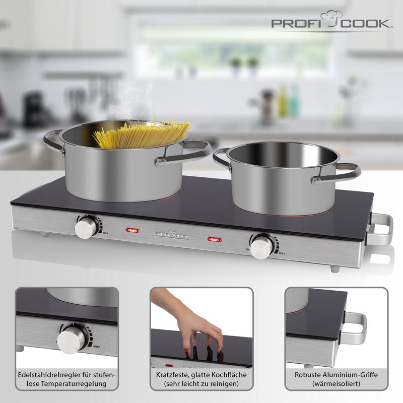 Плита настольная Profi Cook инфракрасная 2,8 кВт на 2 конфорки 2800 W (TR-DKP1211) - фото 5