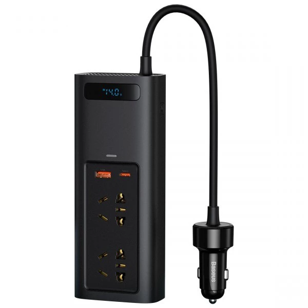 Інвертор Baseus Power Inverter 150 Вт 220 в CN/EU 2 розетки + USB + Type-C 5 A з технологією QC3.0 + PD3.0 Чорний (12154323)