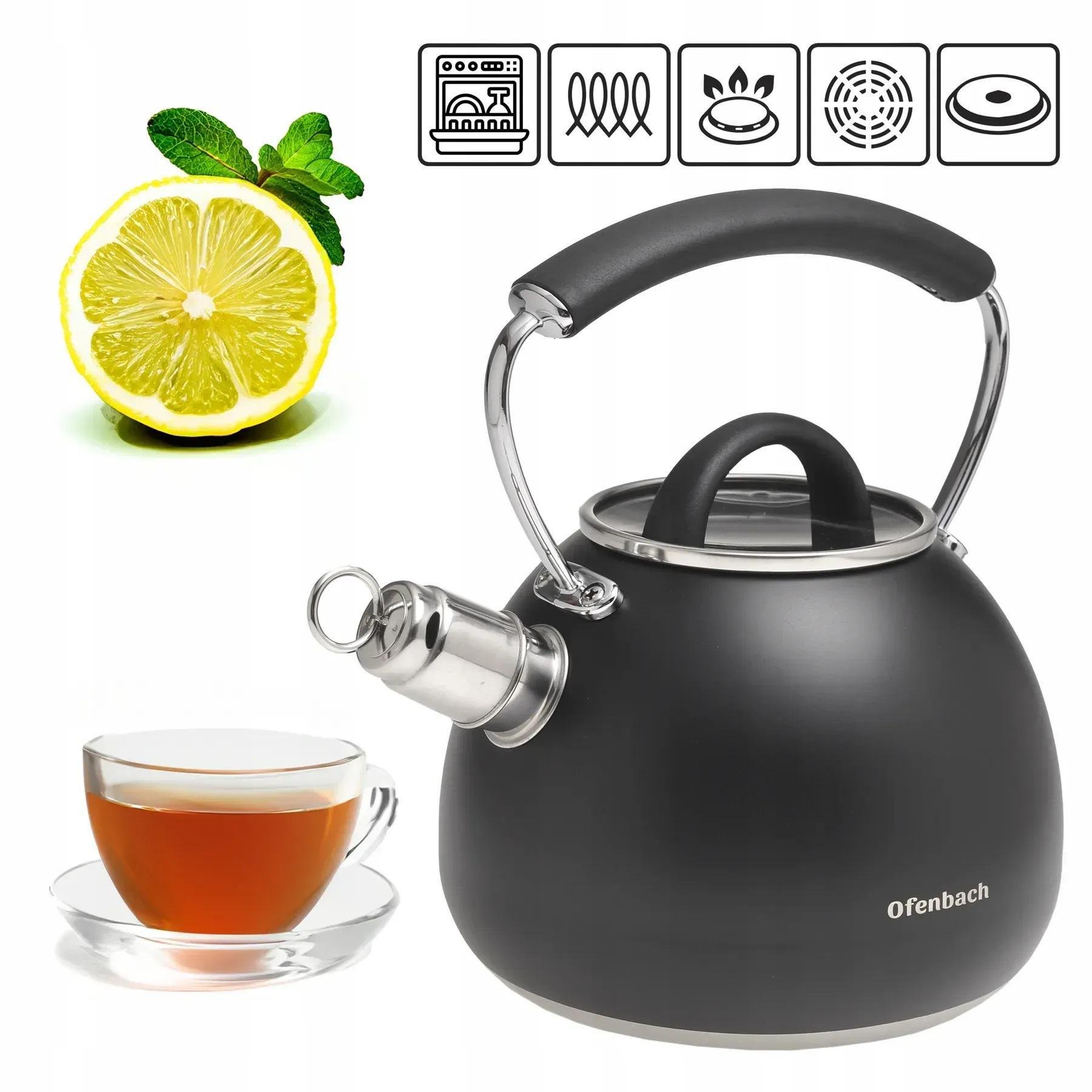 Чайник із свистком та ручкою з покриттям soft touch Ofenbach KM-100311 із нержавіючої сталі 2,5 л Чорний (150-84-100311) - фото 6 Чайник із свистком та ручкою з покриттям soft touch Ofenbach KM-100311 із нержавіючої сталі 2,5 л Чорний (150-84-100311) - фото 6