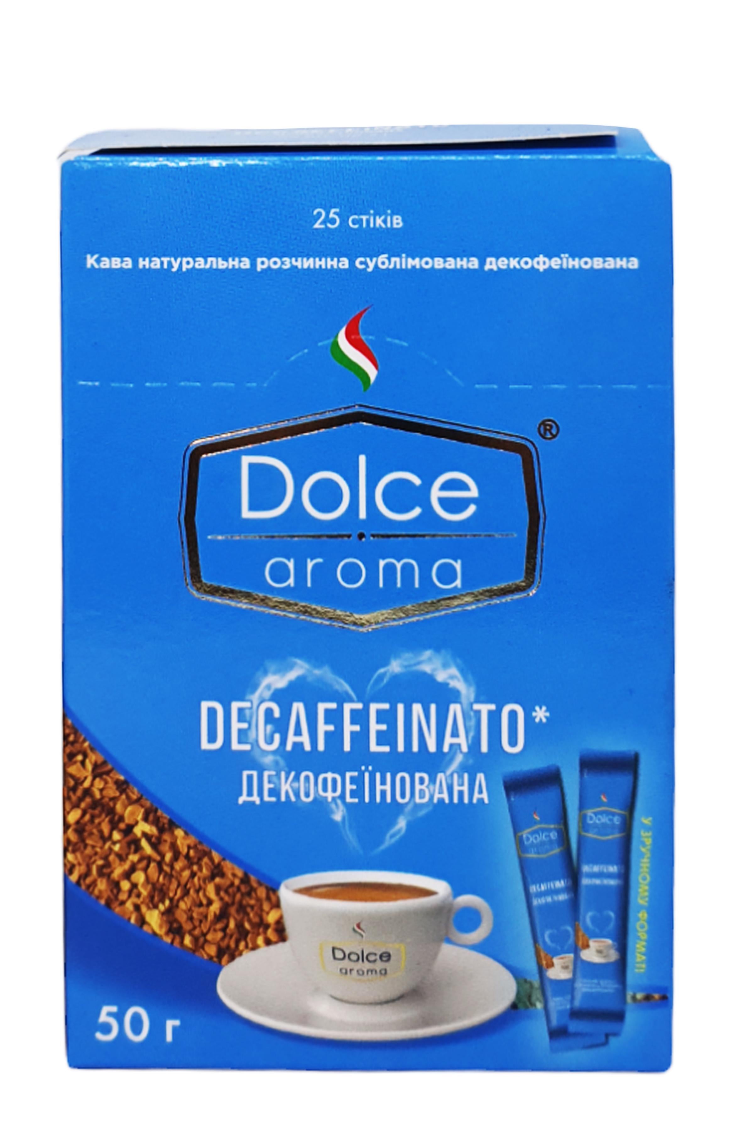 Кофе Dolce Aroma растворимый Decaffeinato в стиках 25 шт. (57904)