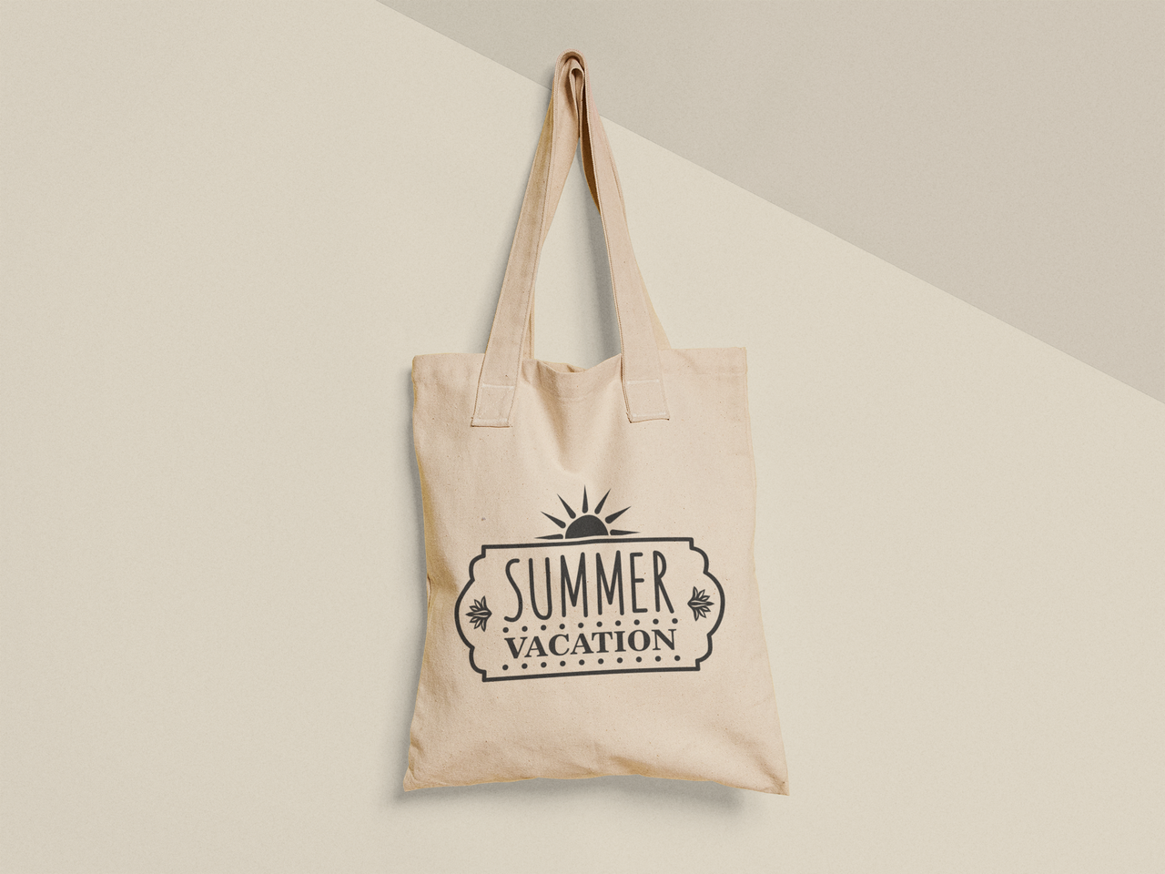 Эко-сумка шоппер с принтом "Summer Vacation" 38х40 см Бежевый (ПН458-Т)