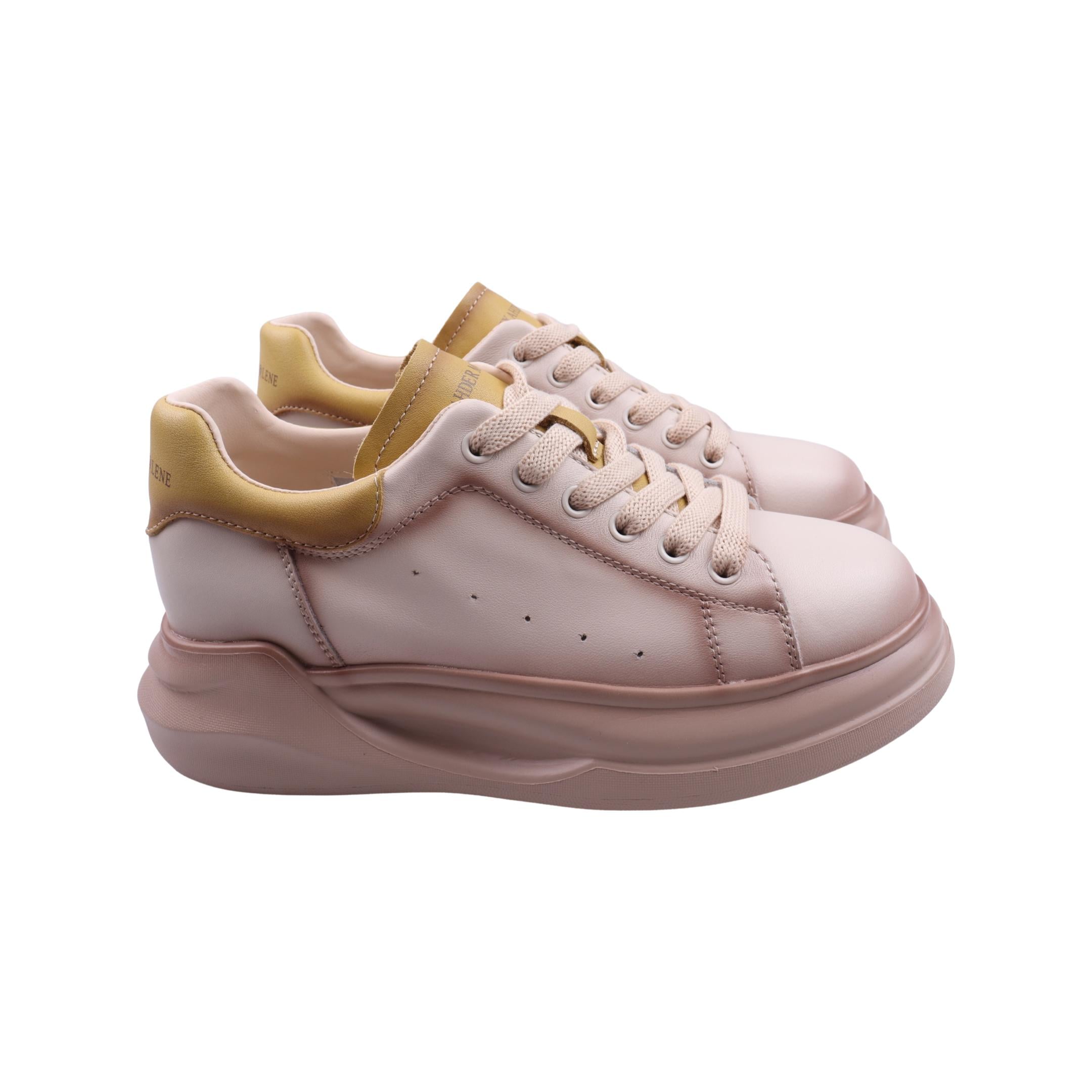 Кроссовки женские Li Fexpert из кожи р. 39 Бежевый (1244-23DK)