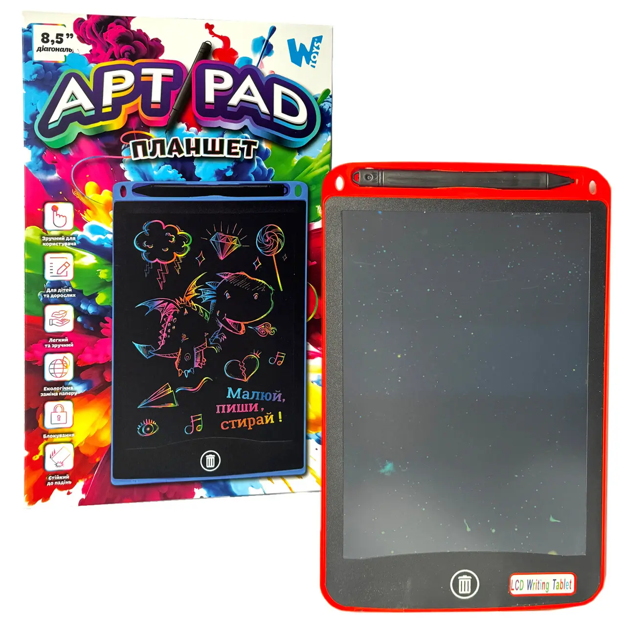 Доска-планшет детская WToys LCD для рисования и записей 87166 Красный (2685761482)