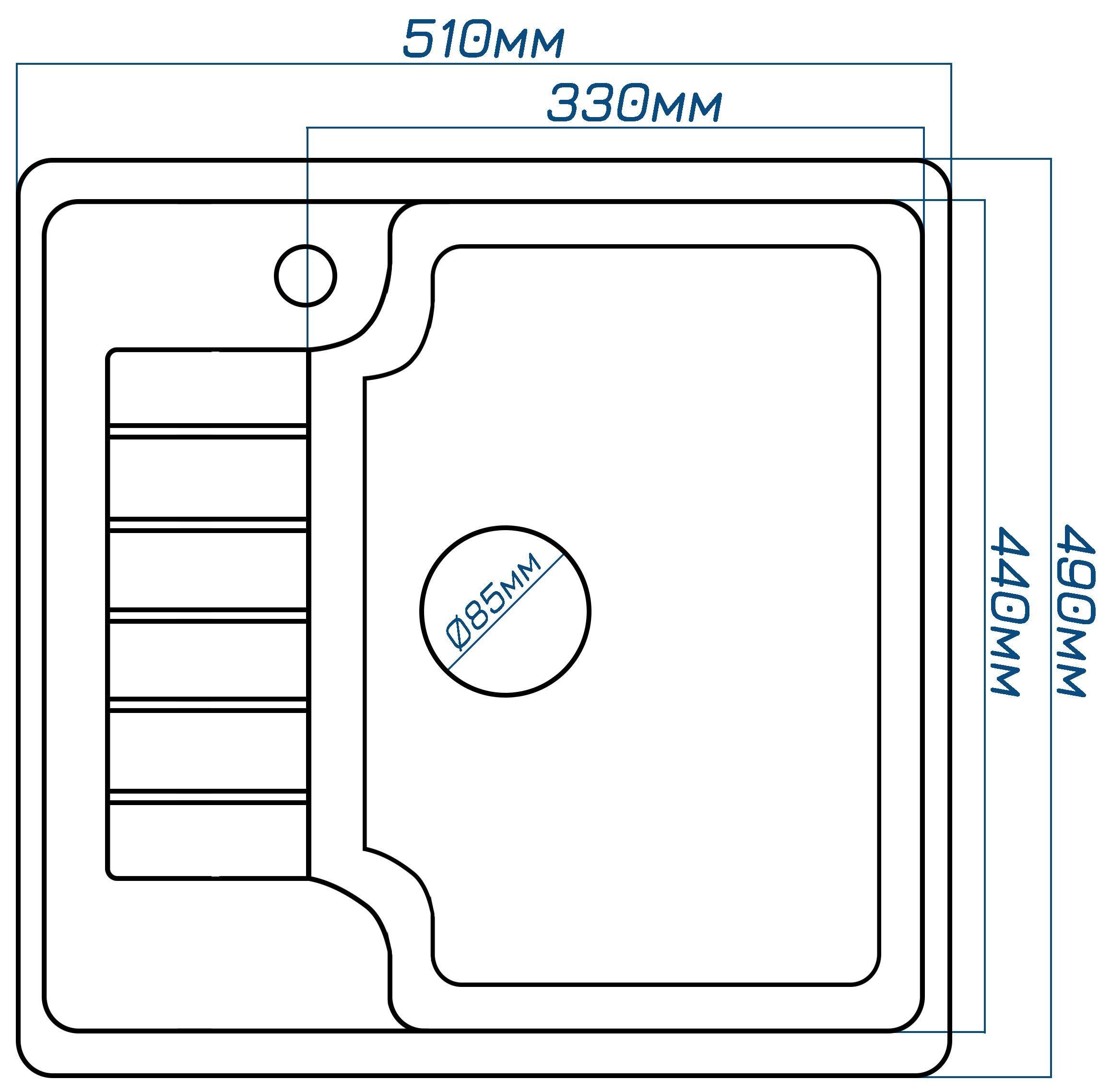 Мойка кухонная Valetti 71L 510x490 мм Белый - фото 3