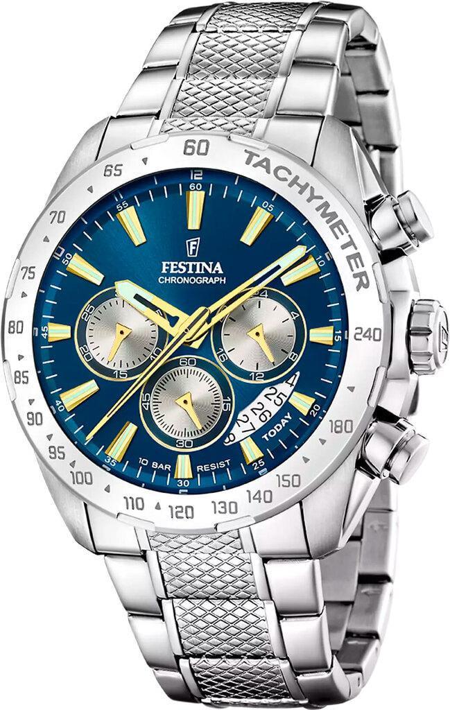 Наручные часы мужские Festina F20668/5 Timeless Chronograph со стальным корпусом WR 100 м и синим циферблатом