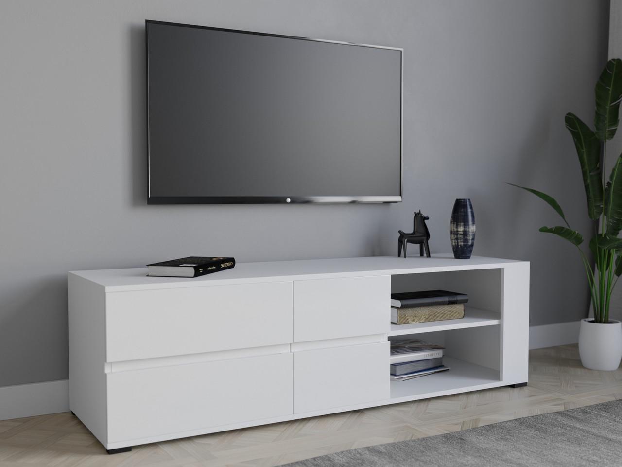 Тумба ТВ Moreli T-5 1500x430x450 мм Белый глянцевый/Белый матовый (mo-t5-white)