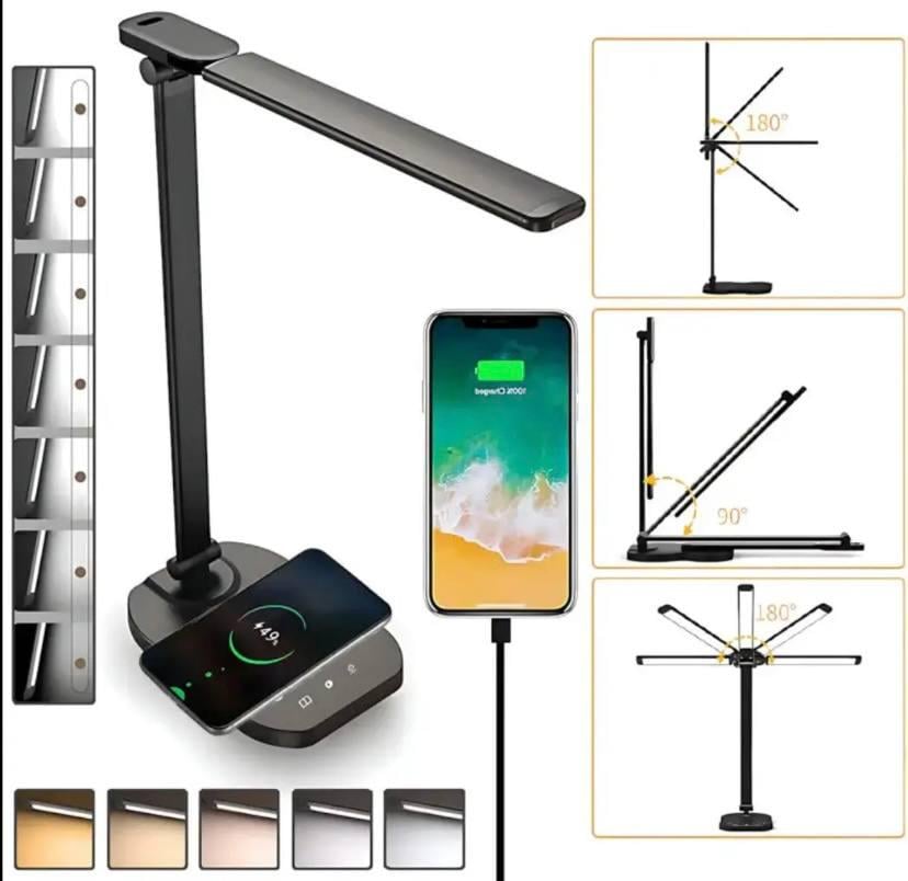 Настольная лампа LED с беспроводной зарядкой и таймером Черный (33ca46f2) - фото 6 Настольная лампа LED с беспроводной зарядкой и таймером Черный (33ca46f2) - фото 6