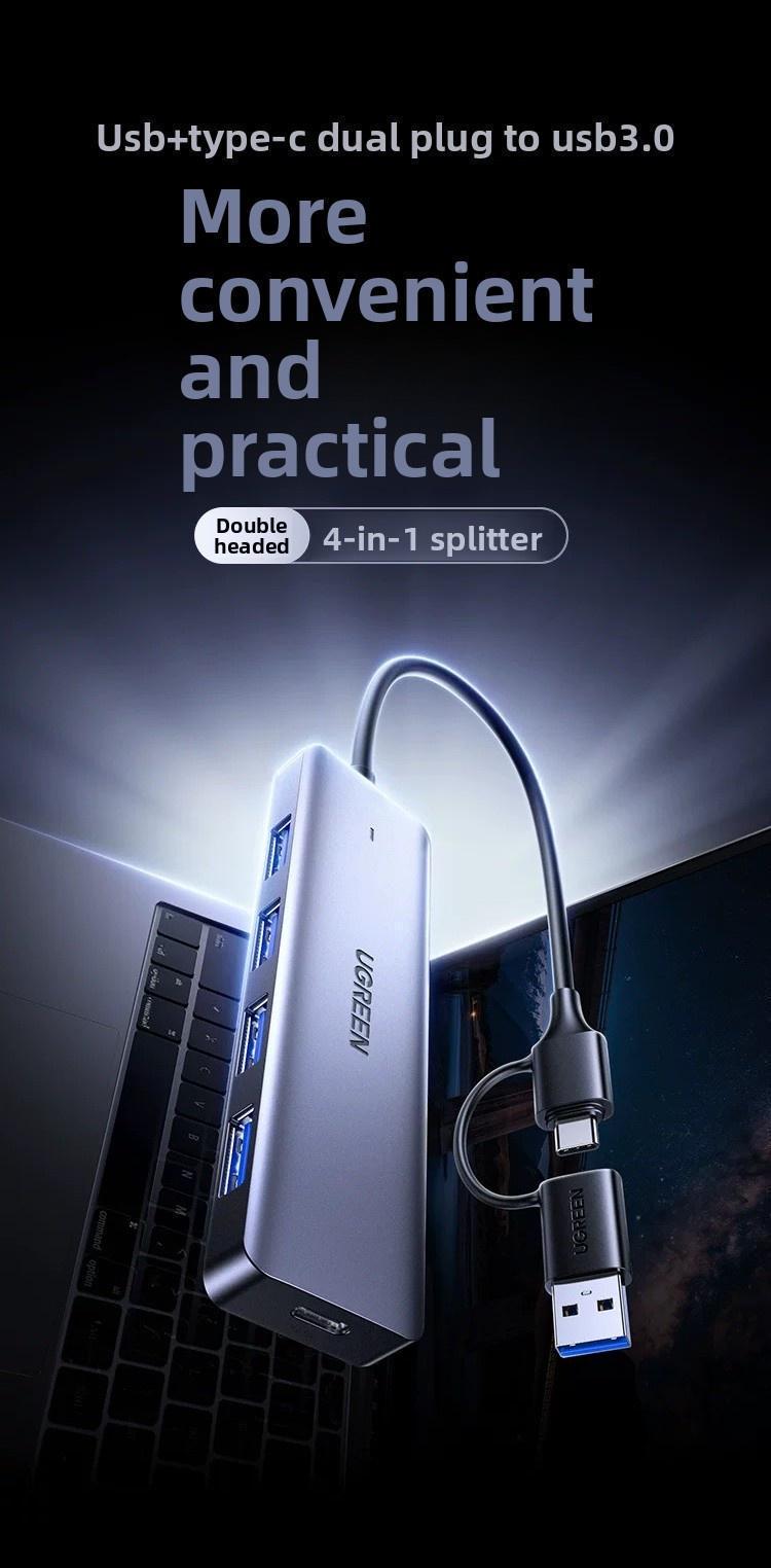 Хаб USB-C Ugreen 15 см 4 порти Сірий (65757) - фото 2 Хаб USB-C Ugreen 15 см 4 порти Сірий (65757) - фото 2