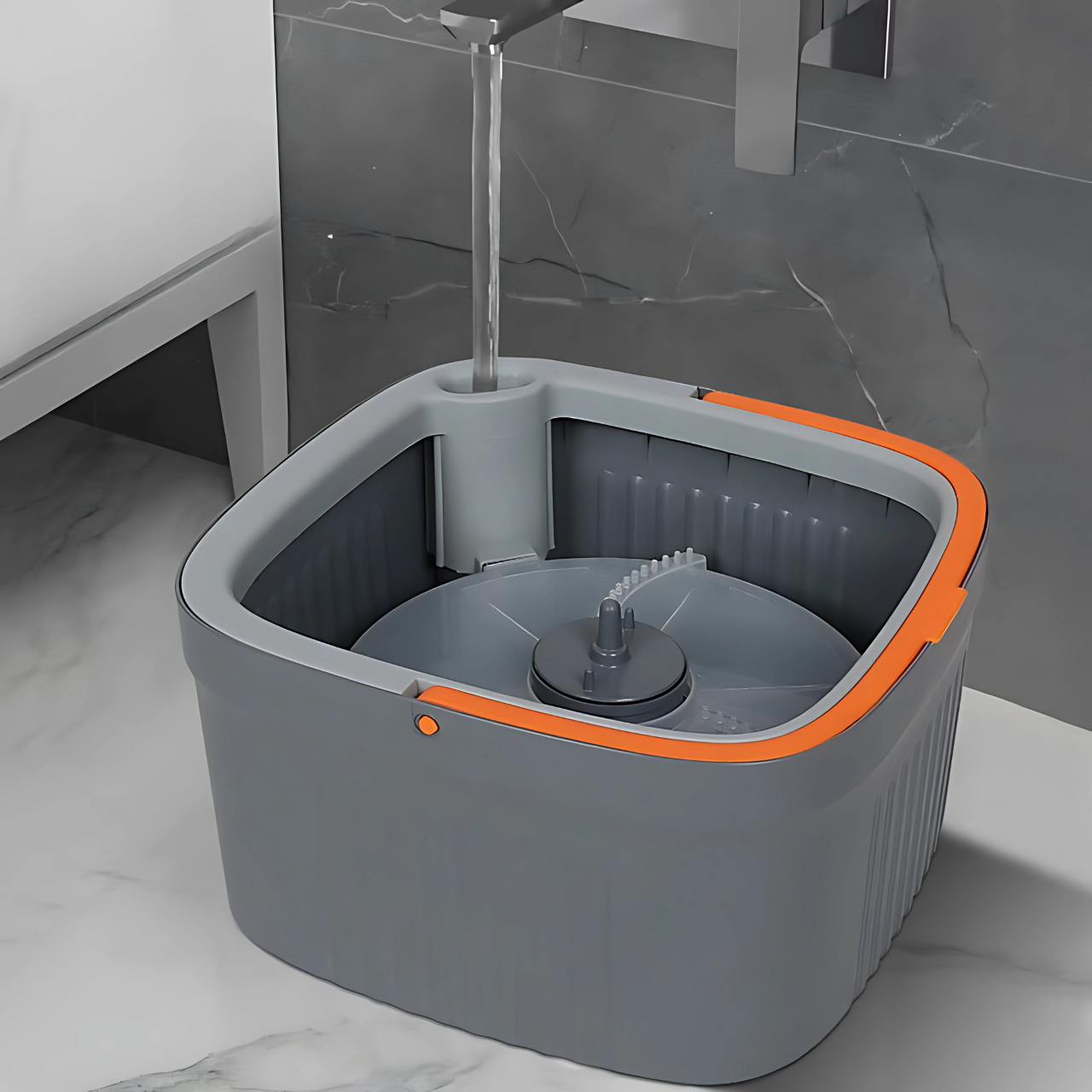 Комплект для уборки швабра/2 насадки с бесконтактным отжимом и ведром 6 л Оранжевый (9411442156) - фото 9