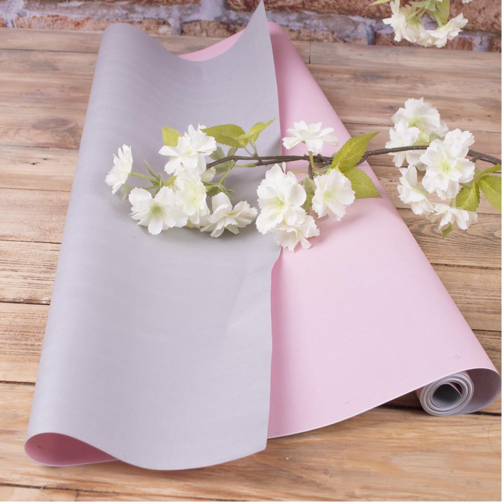 Бумага флористическая двусторонняя Розовый/Серебряный (215-16)