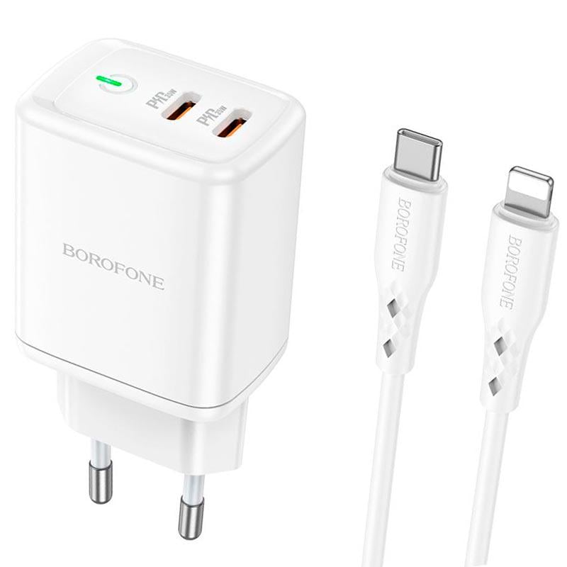 Зарядное устройство для Borofone Type-C to Lightning Cable Reacher Dual Port Charger Set BN9 2Type-C (562199)