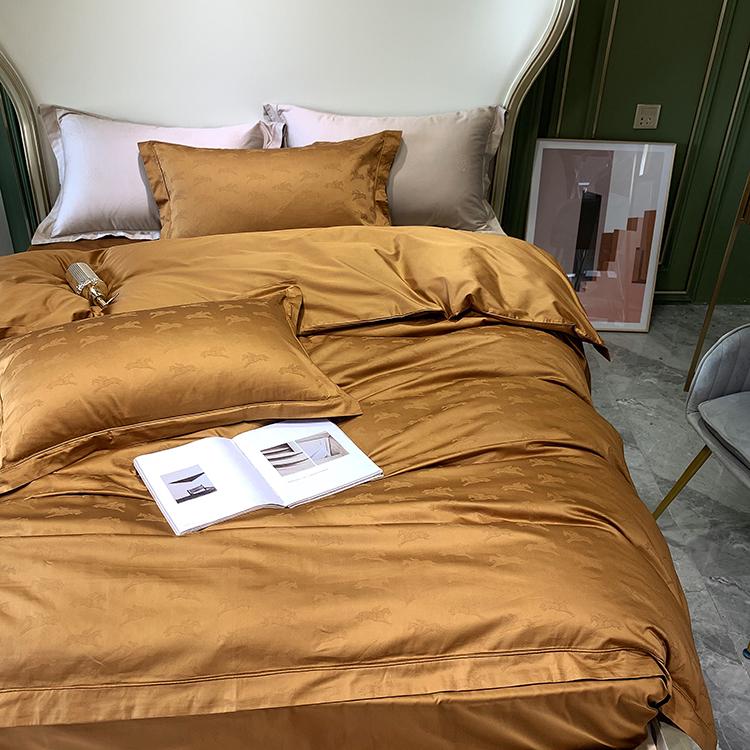 Комплект постільної білизни євро 2 жаккард коні Гірчичний - фото 5 Комплект постільної білизни євро 2 жаккард коні Гірчичний - фото 5