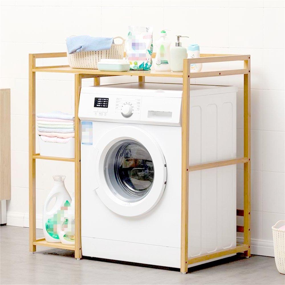 Стеллаж над стиральной машиной из дерева Лабем левый Ваниль (ССМ-202002)
