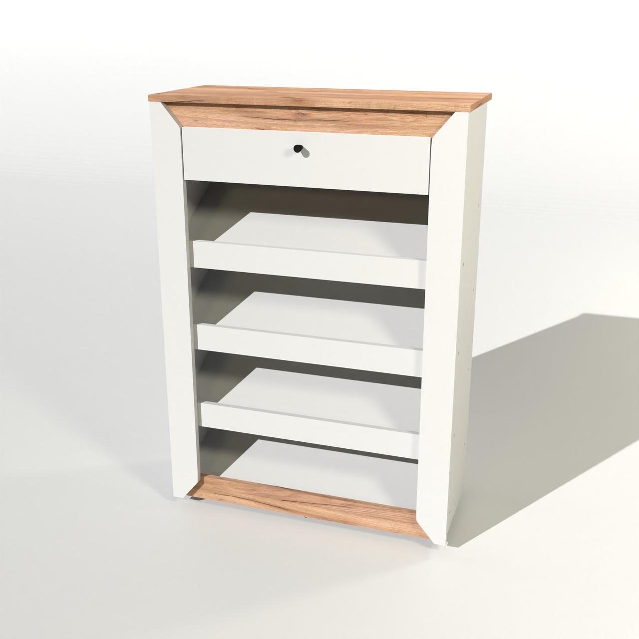 Тумба для обуви Эверест Нордик-800 80х32х113 см Белый/Дуб крафт золотой (DTM-5547)