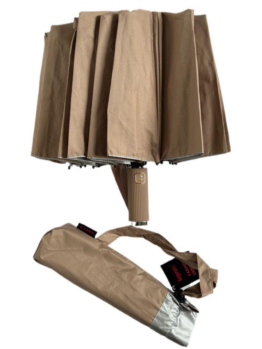 Парасолька-автомат Toprain Umbrella однотонна 16 спиць зі сріблом під куполом Бежевий (4016/9) - фото 3 Парасолька-автомат Toprain Umbrella однотонна 16 спиць зі сріблом під куполом Бежевий (4016/9) - фото 3