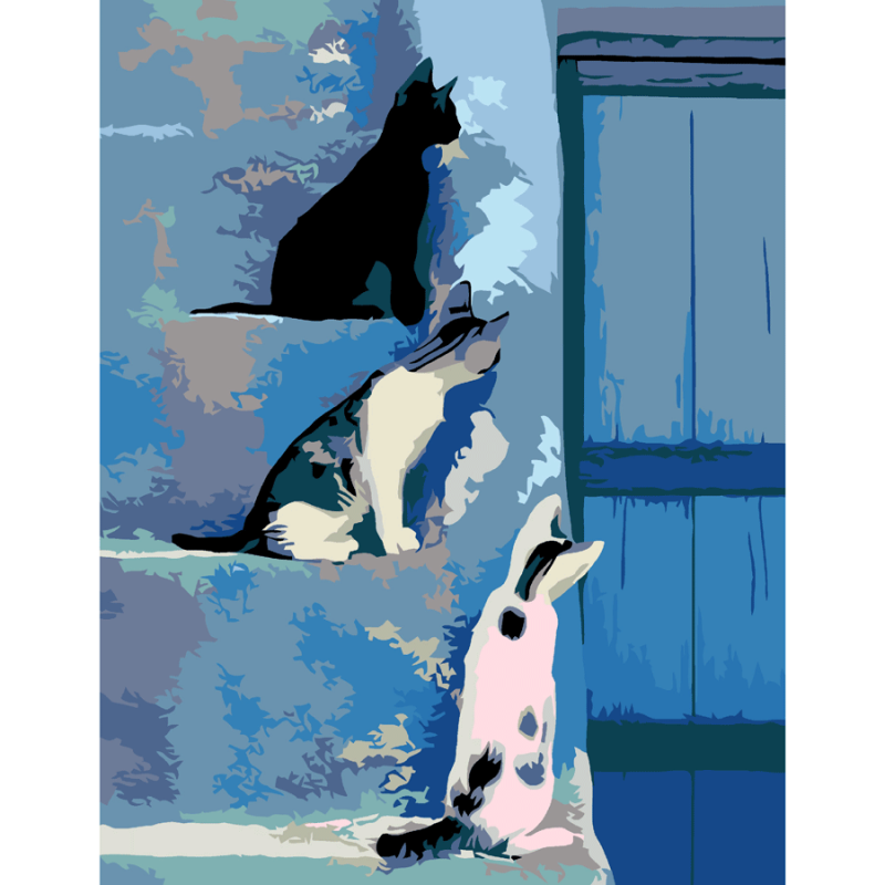 Картина по номерам Rosa Котята на лестнице 35х45 см (Az-218880)