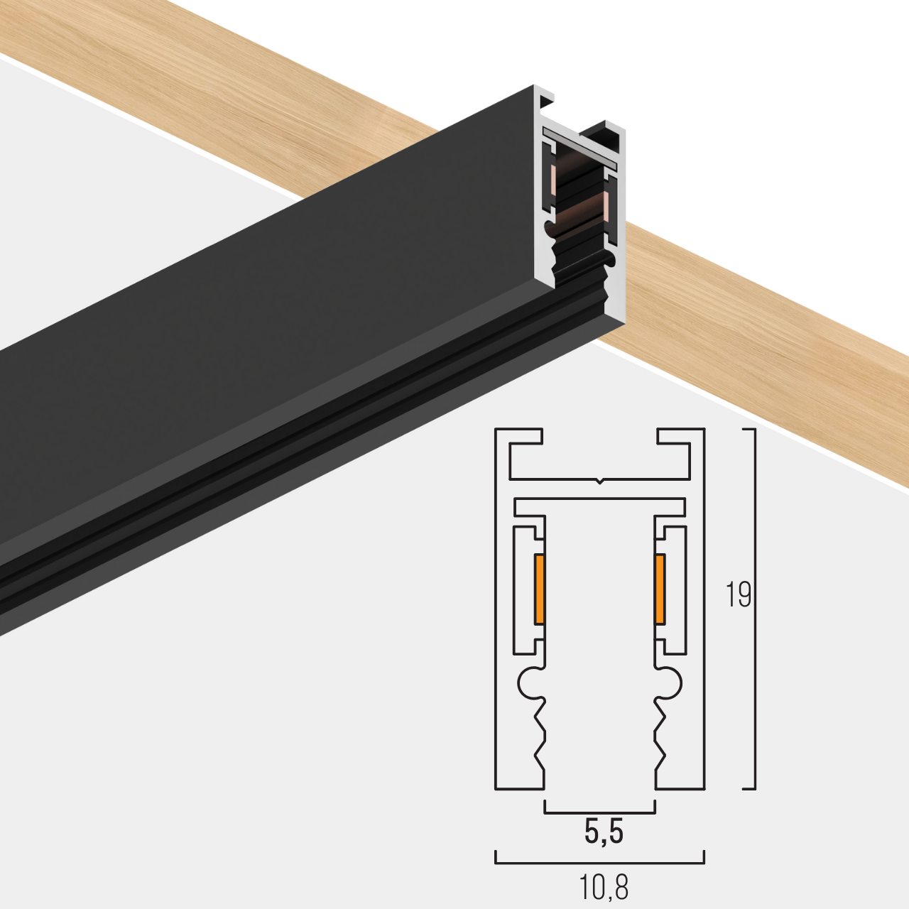 Шинопровод магнитный трековый MERALLI 24V накладной и подвесной 1 м Черный (TRSHNP100) - фото 7 Шинопровод магнитный трековый MERALLI 24V накладной и подвесной 1 м Черный (TRSHNP100) - фото 7