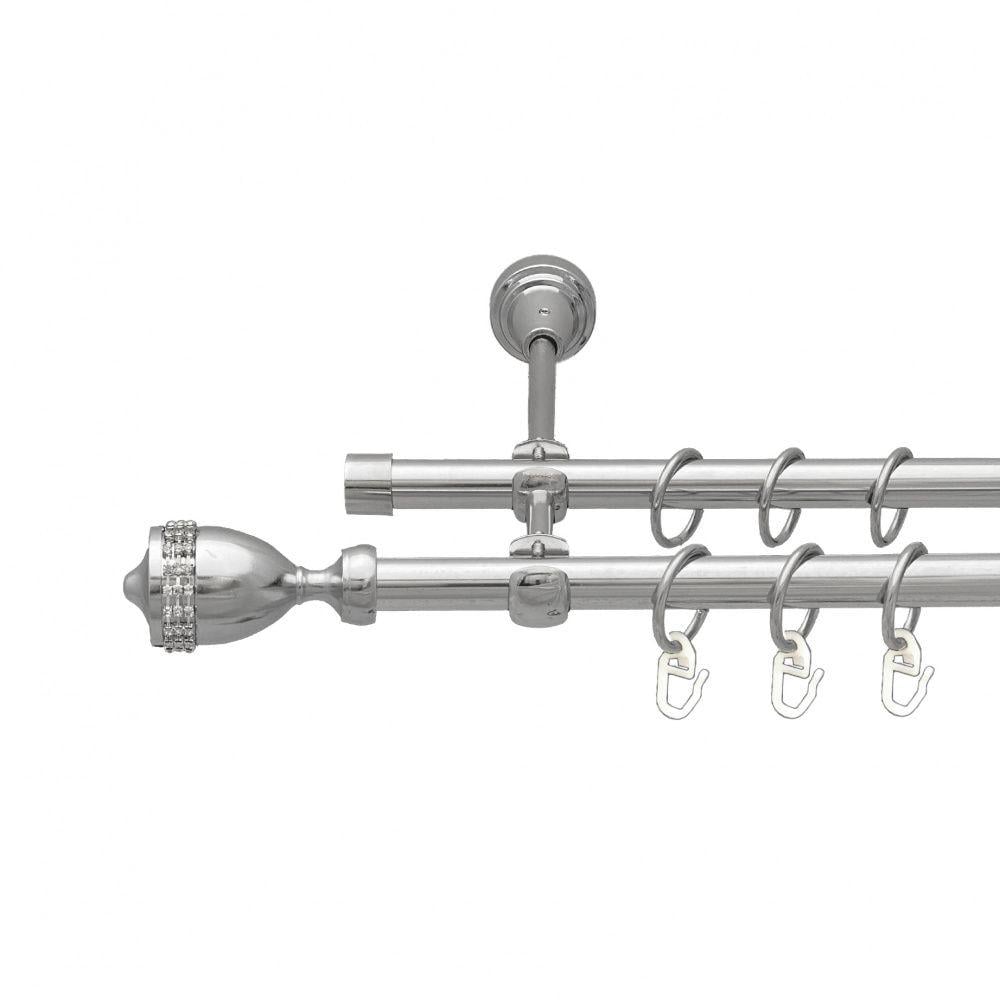 Карниз Orvit Етернія металевий дворядний відкритий гладка труба кільце металеве 16/16 мм 200 см Хром (7387742)