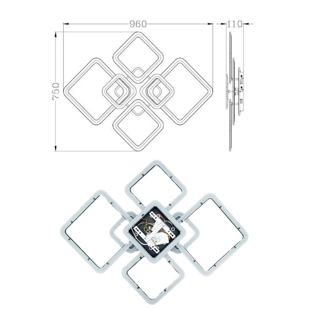 Люстра смарт світлодіодна ESLLSE OVAL RGB 7S 120 Вт керована з підсвіткою RGB 960x750x110 мм Чорний (10483) - фото 5