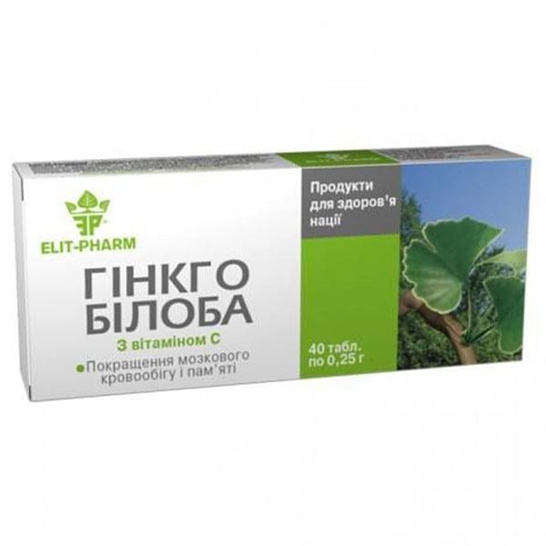 Гінко білоба Elit-Pharm з вітаміном С 40 табл. (000025305)