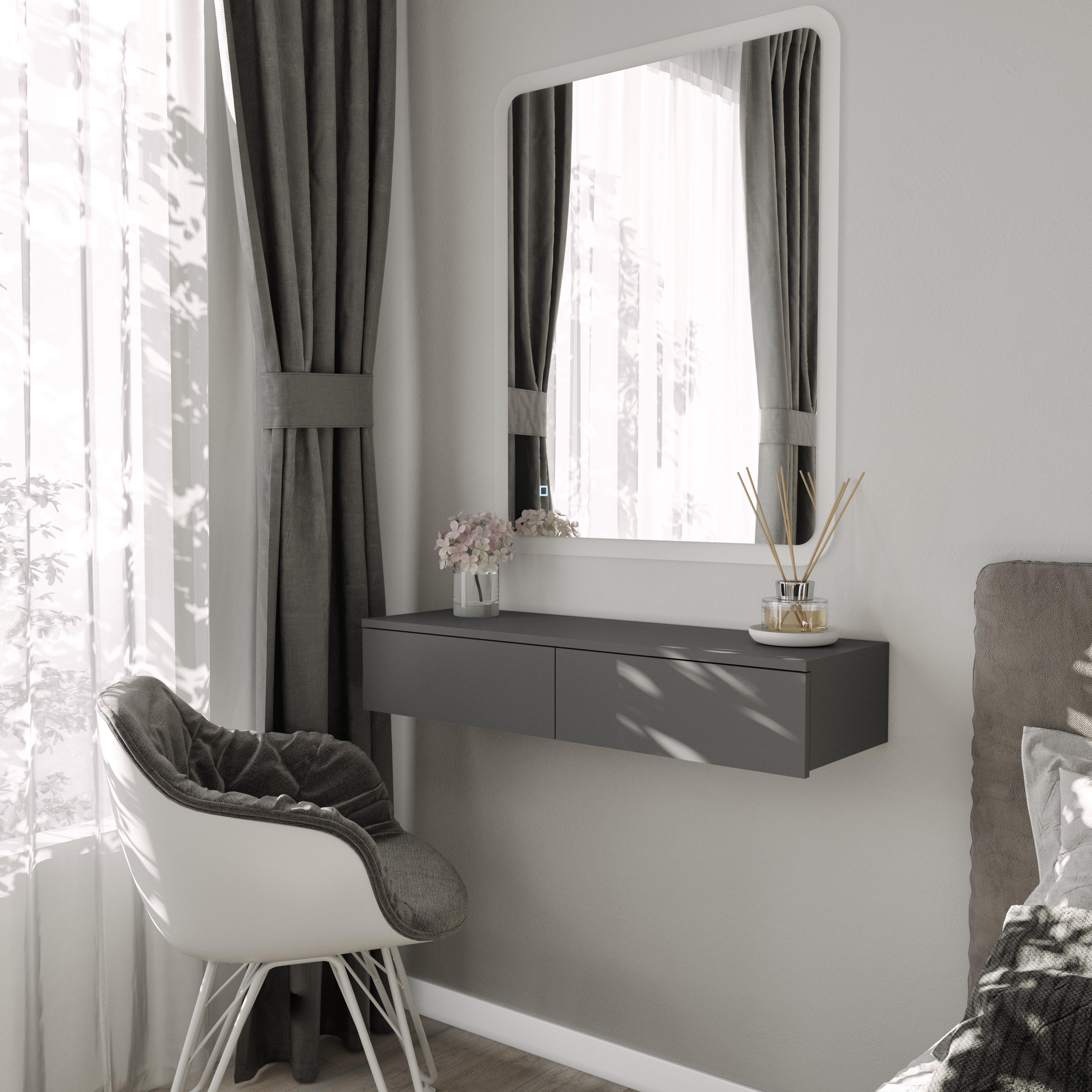 Стол Moreli подвесной туалетный с двумя выдвижными ящиками T-226 Антрацит