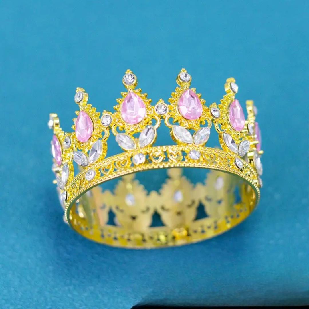 Топпер на торт Корона европейской королевы d 8 см Золотой/Розовый (2355101300)