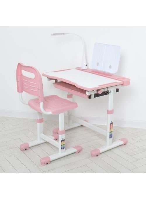 Дитяча парта одномісна зі стільчиком Bambi регульована з лампою та підставкою для книг M Біло-рожевий (5068-8-2) - фото 1 Дитяча парта одномісна зі стільчиком Bambi регульована з лампою та підставкою для книг M Біло-рожевий (5068-8-2) - фото 1