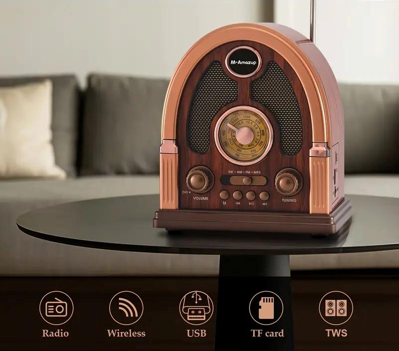 Радіоприймач вінтажний M-Amazup RD-X7 Ретро AM/FM/SW Bluetooth USB-зарядка та акумулятор Dark Brown (24086695) - фото 5 Радіоприймач вінтажний M-Amazup RD-X7 Ретро AM/FM/SW Bluetooth USB-зарядка та акумулятор Dark Brown (24086695) - фото 5