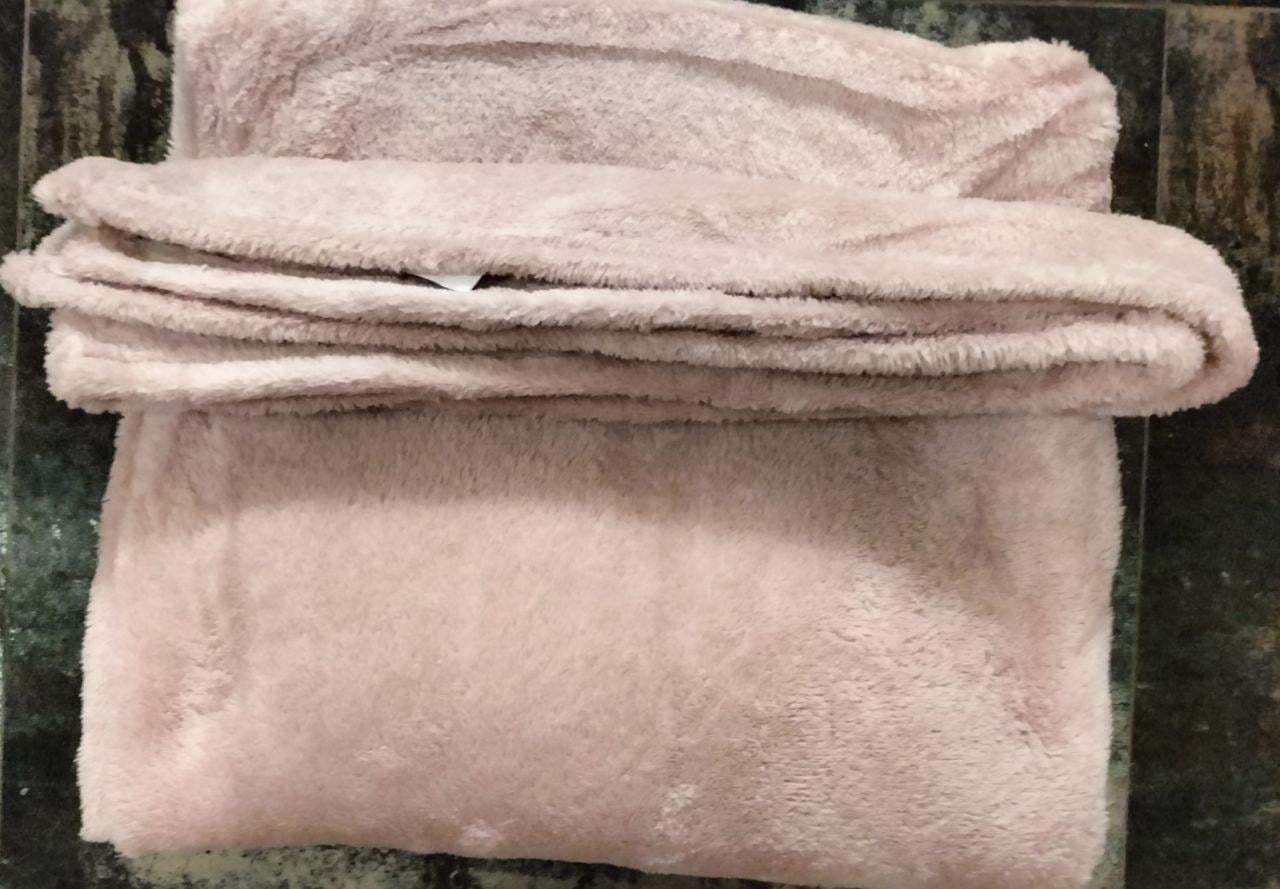 Плед-покрывало Koloco флис 180х200 см. Светло-пудровый (33493908)