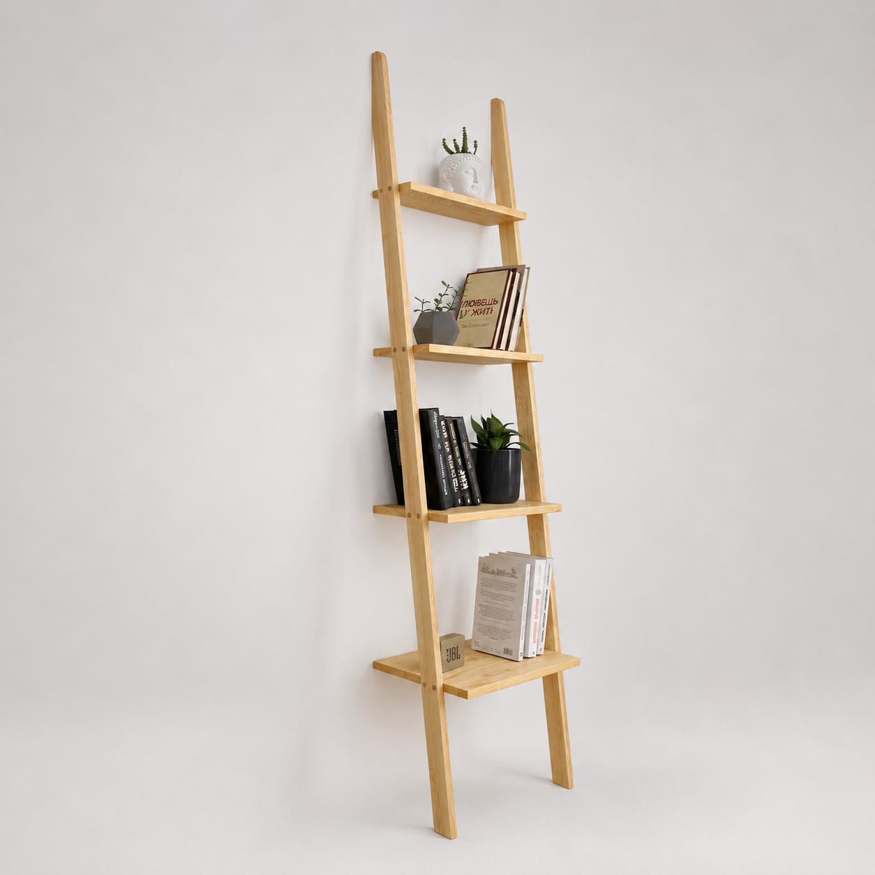 Етажерка-драбинка для книг дерев'яна Forester 173x40x30 см Natural 4 полиці сосна (34974350)