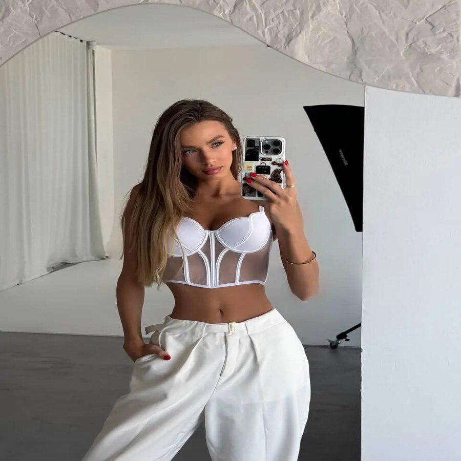 Корсет-топ женский с чашками бюстье на бретелях M Белый (28263701) - фото 4