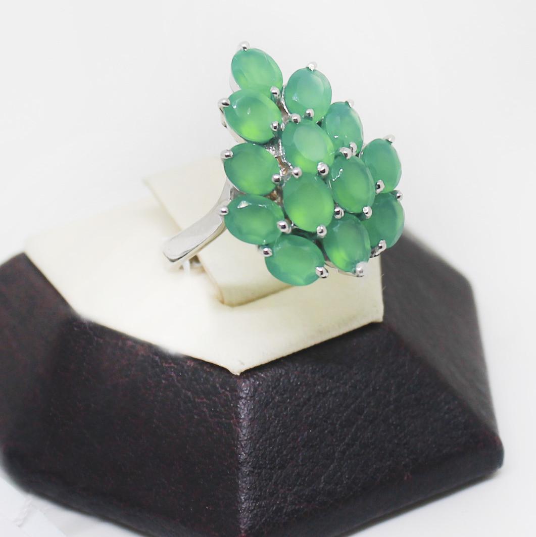 Кольцо серебряное с зеленым агатом р. 19 5,29 г (1616583159) Кольцо серебряное с зеленым агатом р. 19 5,29 г (1616583159)