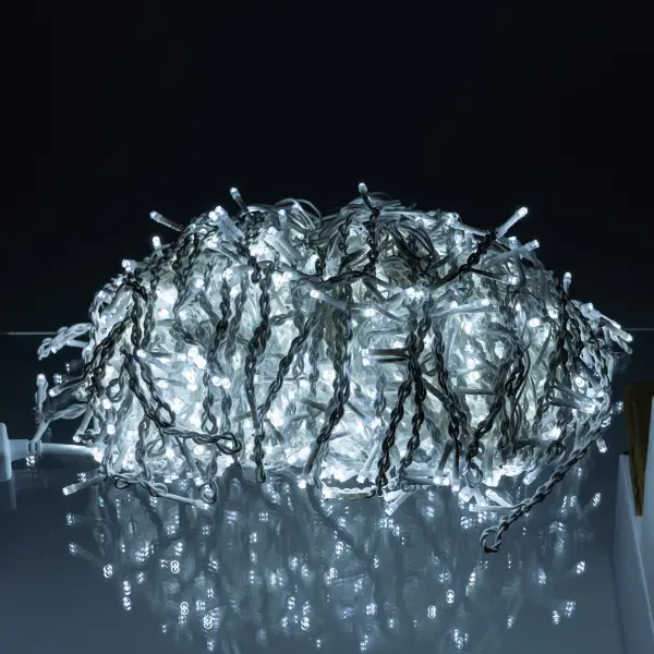 Гирлянда сетевая Бахрома уличная 50 м 840 LED диодов от сети белый провод цвет света Белый (50MWW)