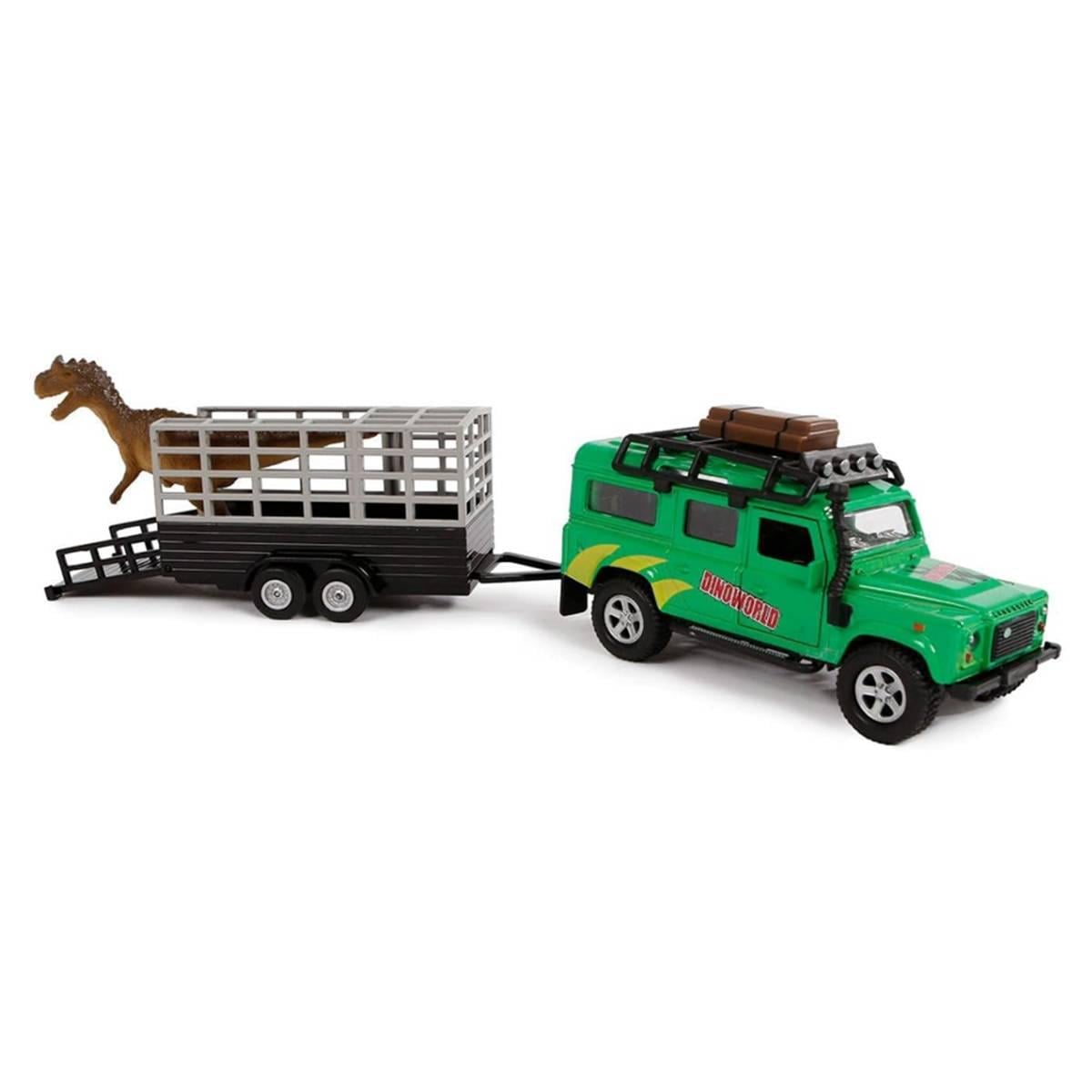 Игрушечный джип TechnoDrive 520178.270 Land Rover с прицепом для динозавра (41594)