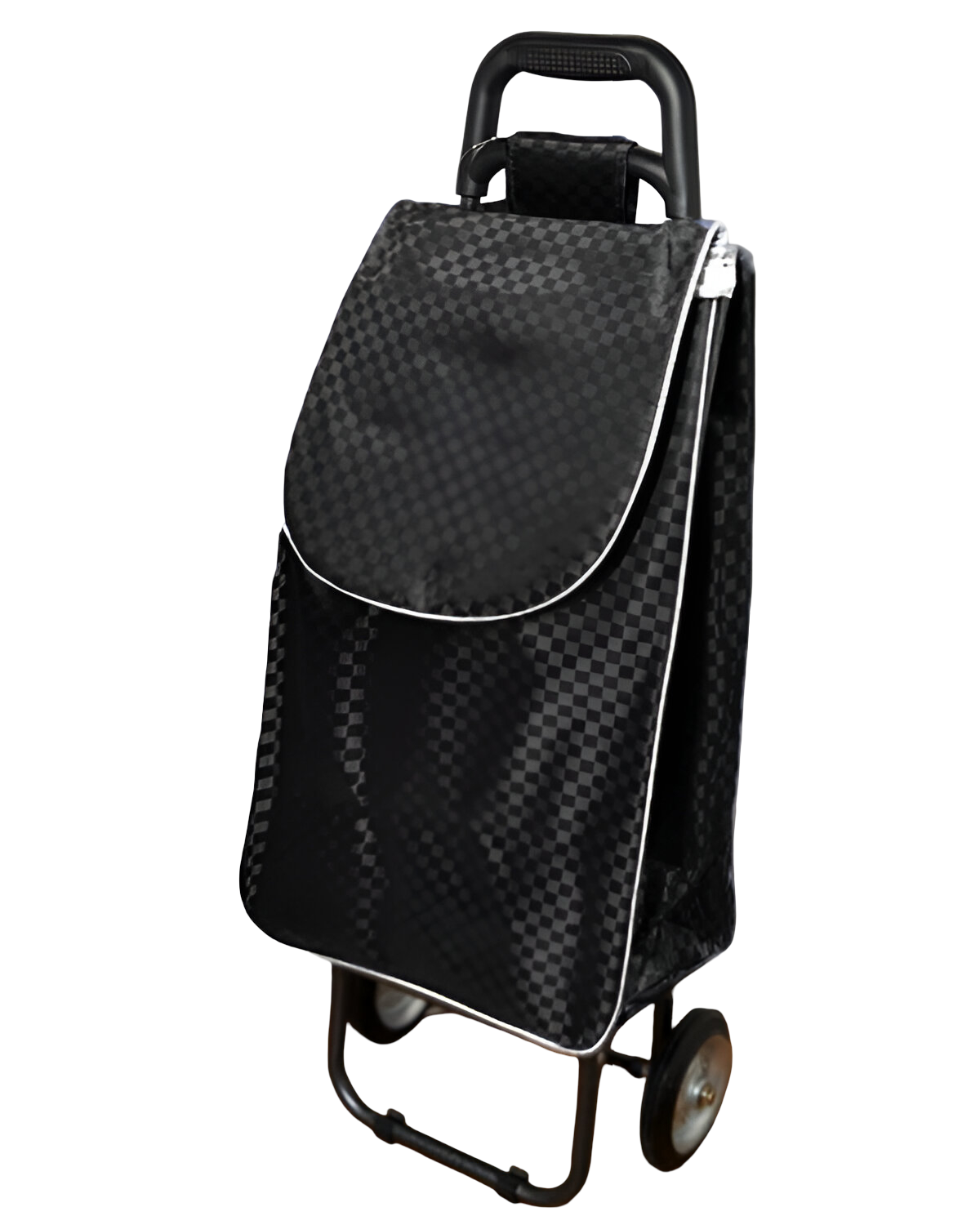 Візок для покупок на металевих колесах в клітинку 95x35x30 см Чорний (2205)