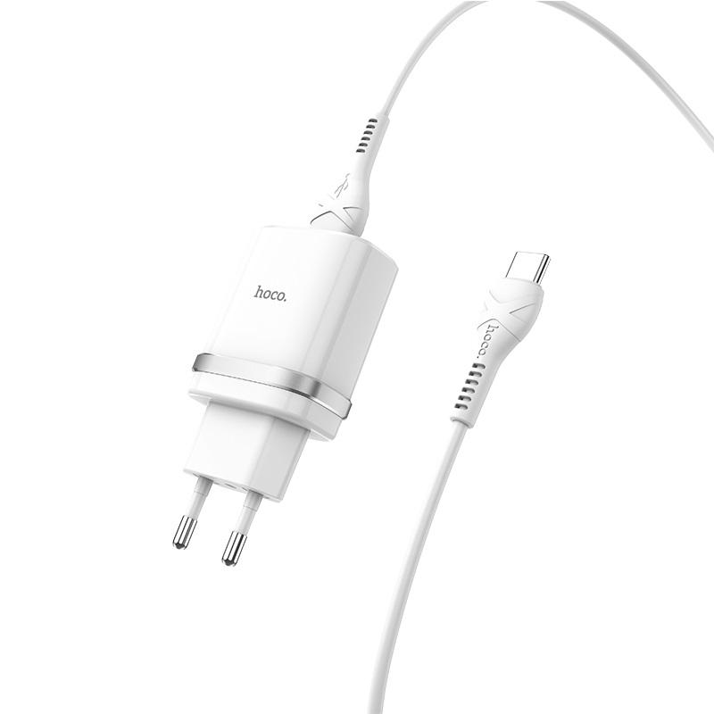 Адаптер мережний Hoco Type-C cable Smart FCP/AFC C12Q 1USB 3 A 18 W QC3.0 White (554439)