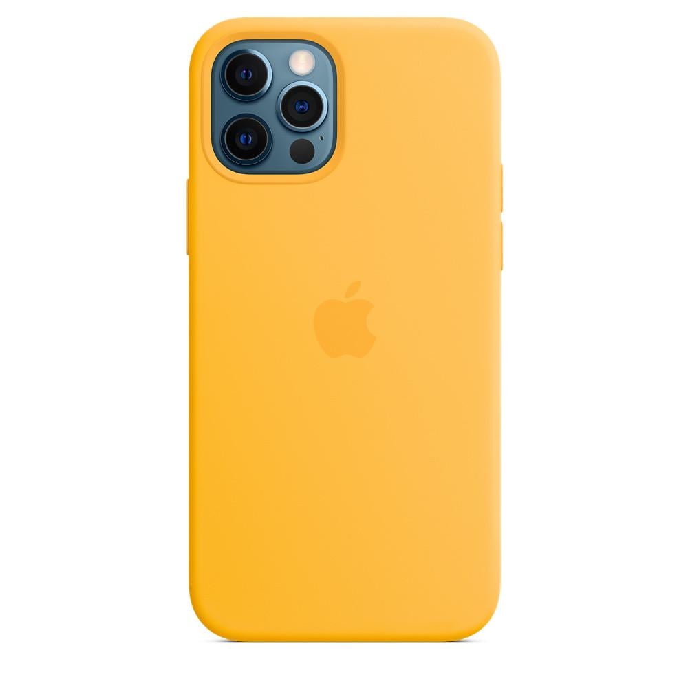 Противоударный чехол Silicone case AAA full with Magsafe для Apple iPhone 12 Pro/12 6.1" Желтый/Sunflower