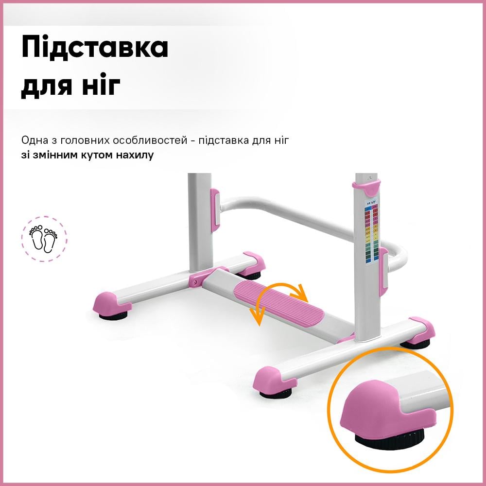 Парта детская школьная Evo-kids BD-04P Teddy XL со стулом и лампой Розовый (8444959) - фото 6 Парта детская школьная Evo-kids BD-04P Teddy XL со стулом и лампой Розовый (8444959) - фото 6