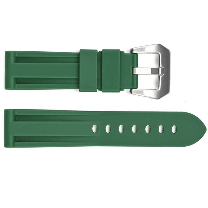 Ремінець для годинника 3001 Silicone 24 мм Green/Silver (7260)