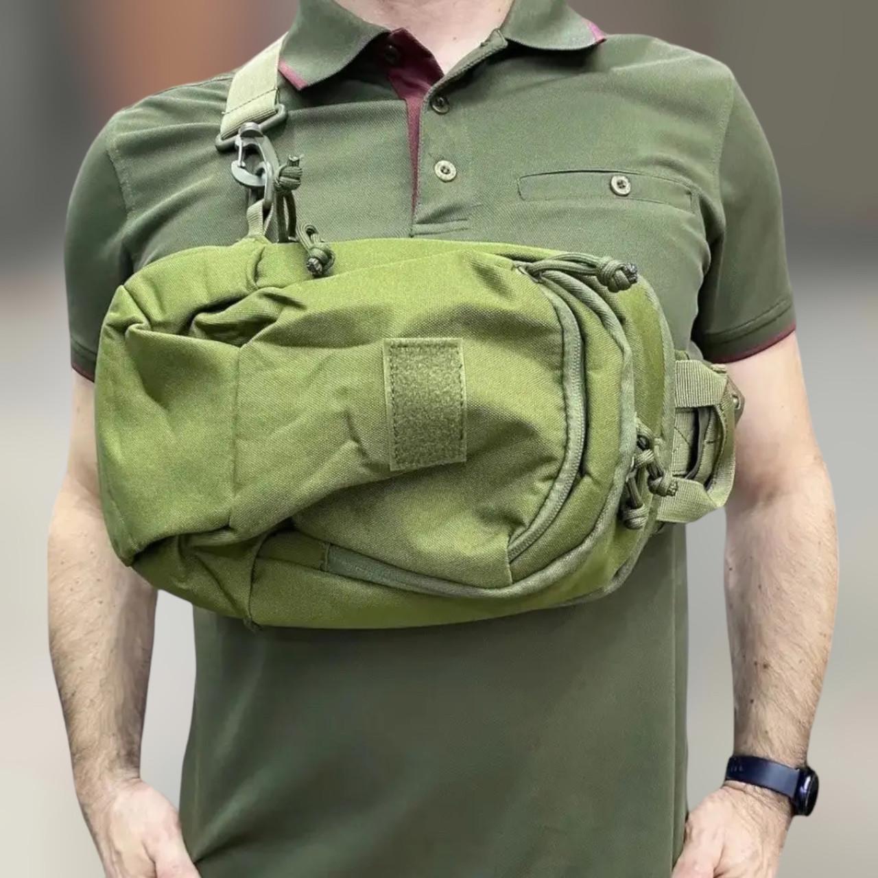 Сумка з ременем через плече Yakeda Cordura відділення для носіння пістолета Олива (242041)