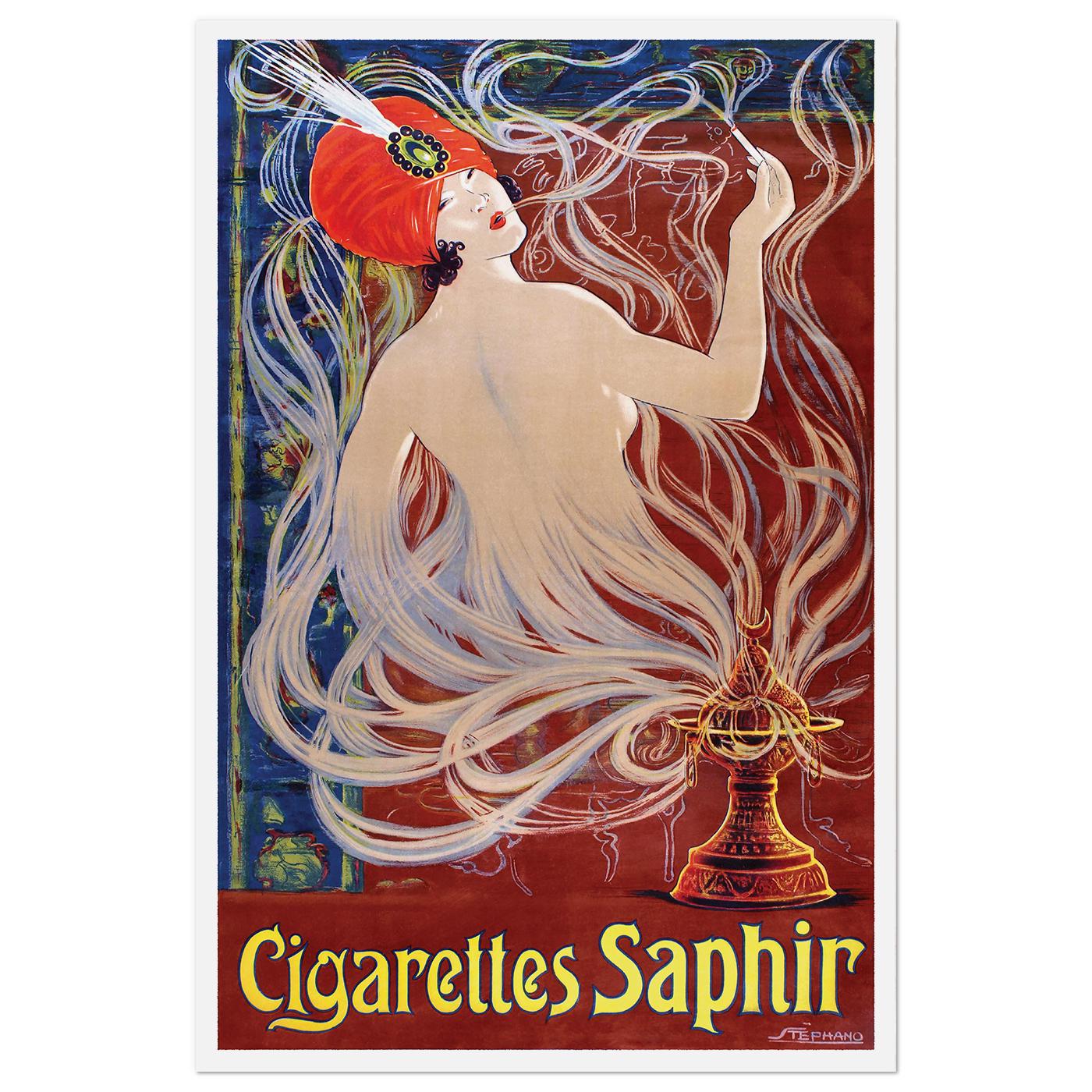 Плакат винтажный Cigarettes Saphire 1910 56x84 см (0259)