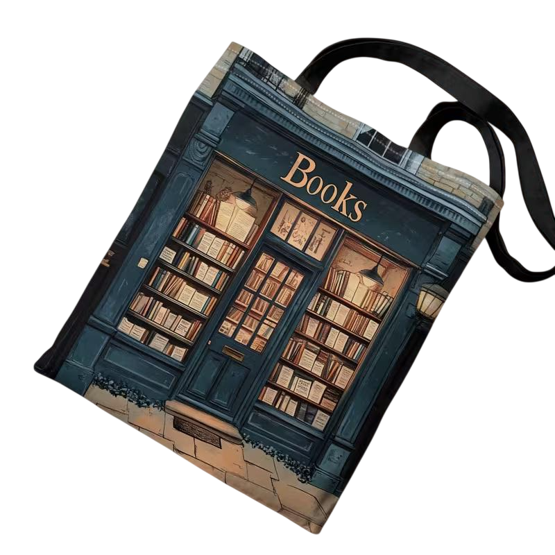 Сумка-шопер Books з принтом книгарні 40×35 см (BG-SH-001032)