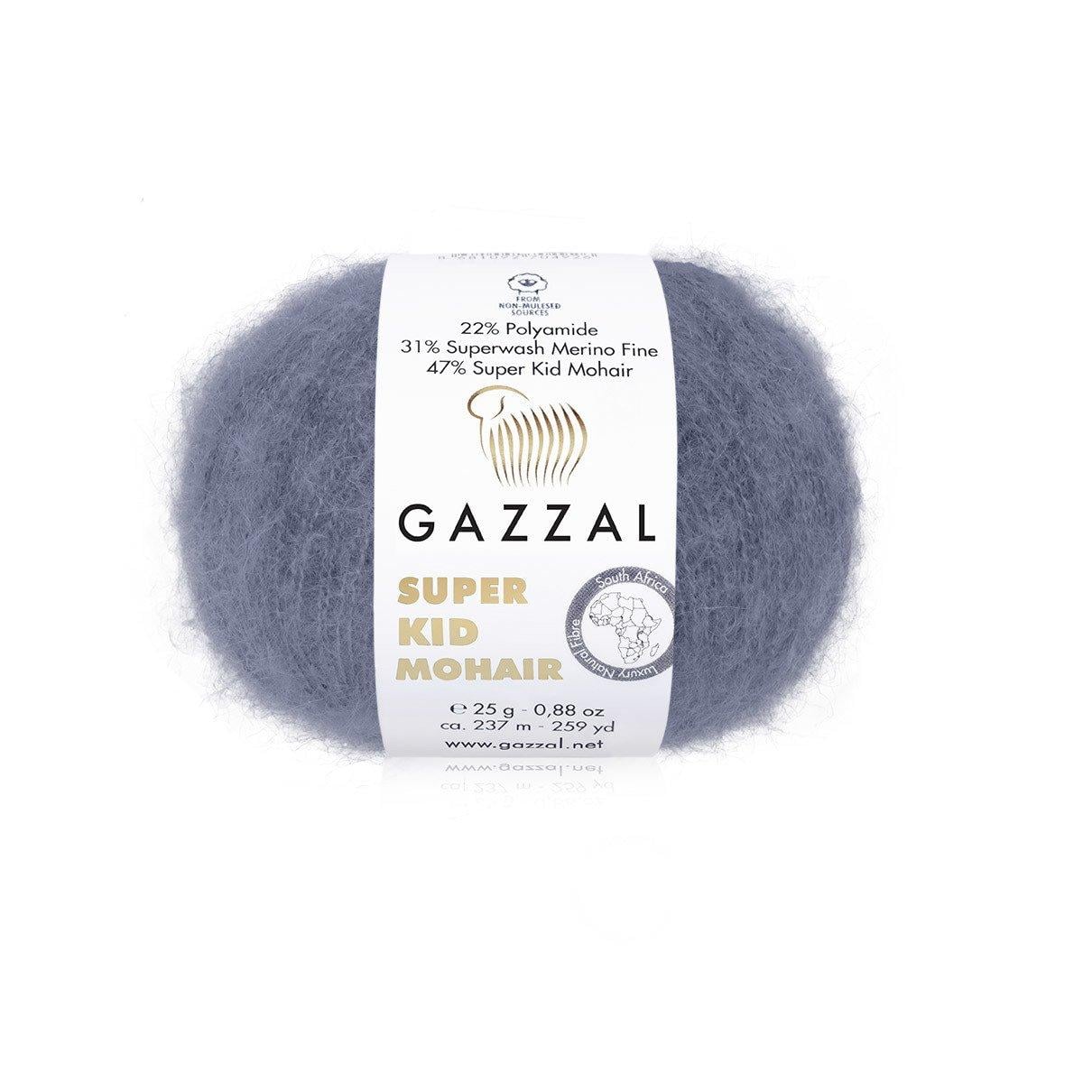 Пряжа Gazzal Super Kid Mohair 64411 сіро-блакитний (3919)
