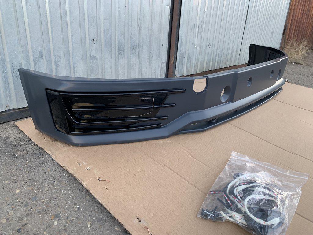 Накладка на передній бампер 1234 Upgrade для Volkswagen T6 2015, 2019 року Sportline під фарбування (50510) - фото 2