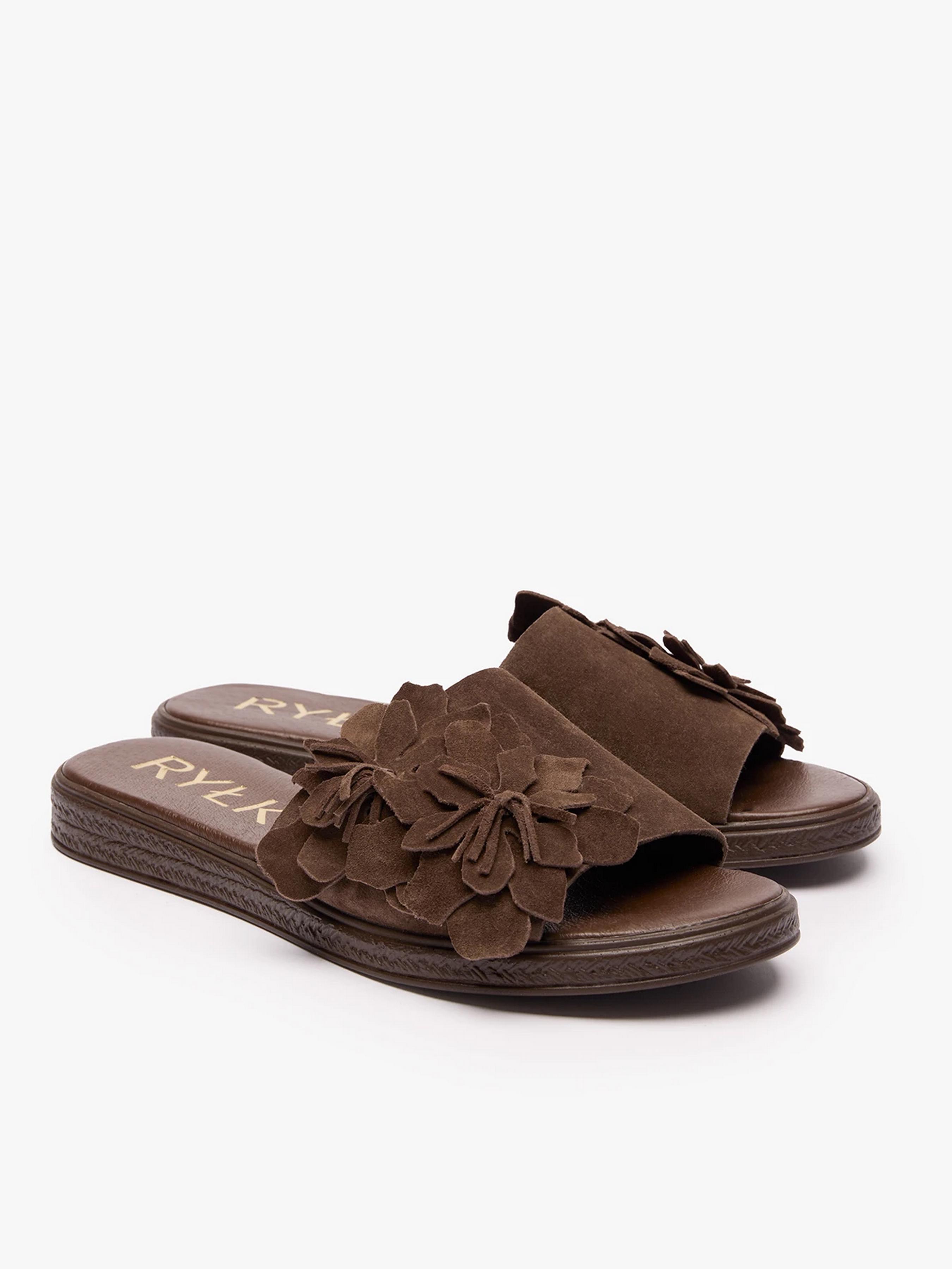 Шлепанцы женские замшевые RYLKO р. 38 Темно-коричневый (0AGC7_AM _ZW4)