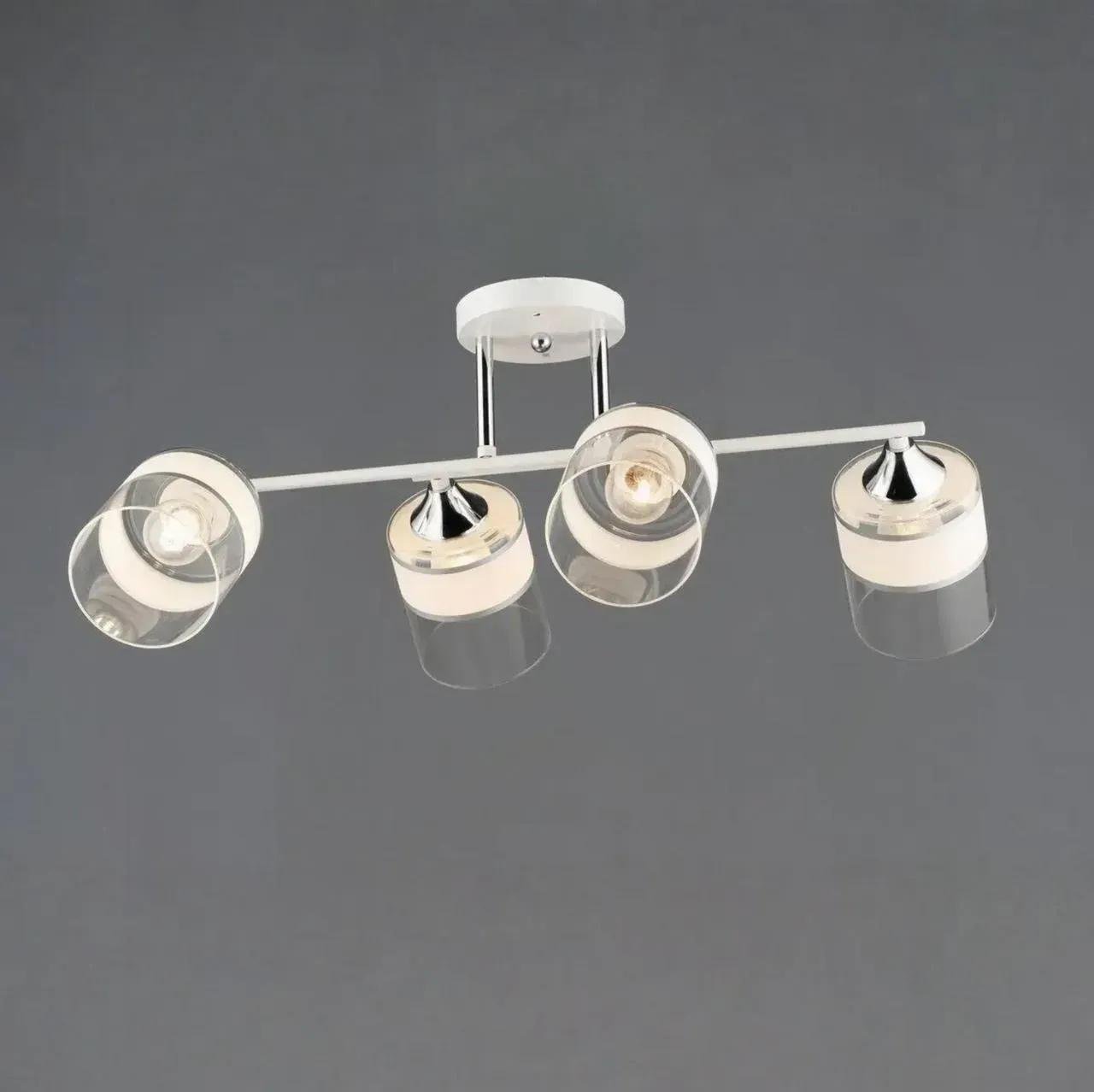 Люстра потолочная Valeso на четыре стеклянных плафона Е27 IP20 B A4435/4 Белый/Хром (28688284)