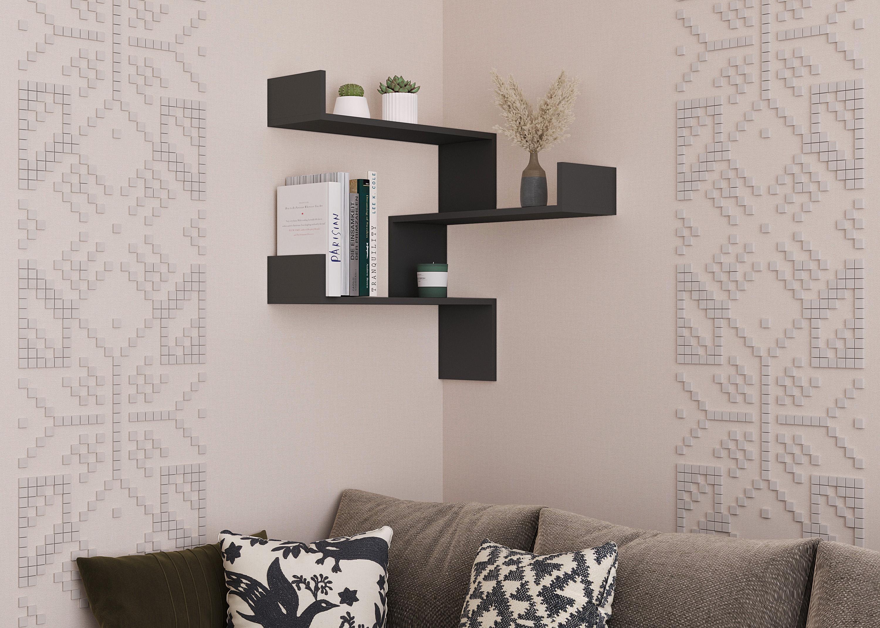 Полиця кутова P-10 600х748х200 мм Антрацит