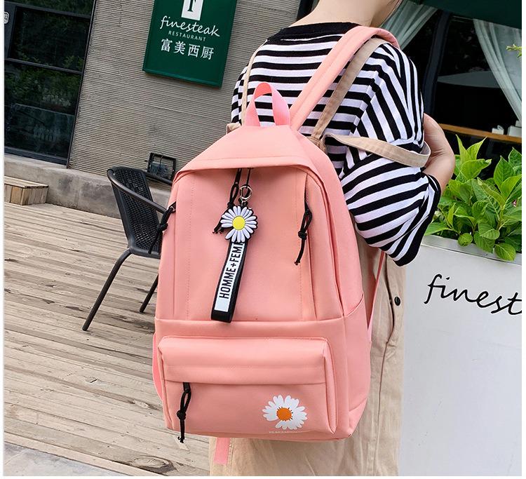 Школьный рюкзак для девочки Ромашка HOMME+FEMME 4в1 5-11 класс Розовый (27667946) - фото 3